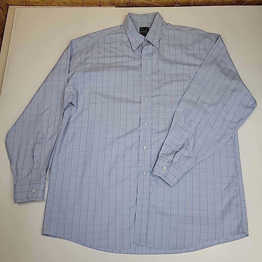 Jos A Banks Traveler Long Sleeve‎ Large Dress Shirt 100% cotton 16.5 X 35 Blue